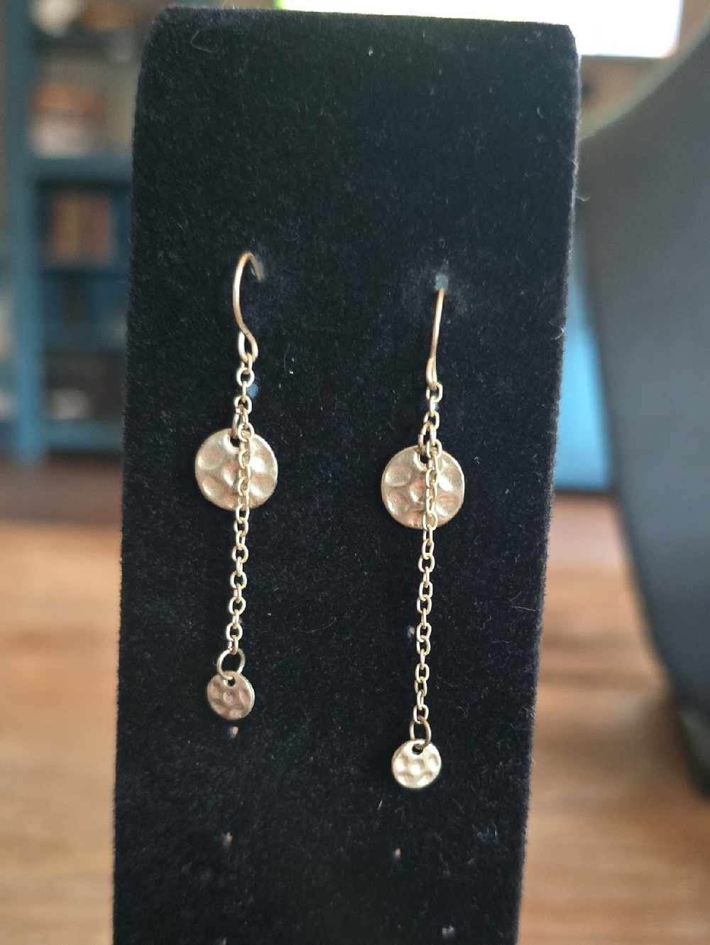 Delicate Gold Drop Chain Disc Earrings - Women's Jewelry